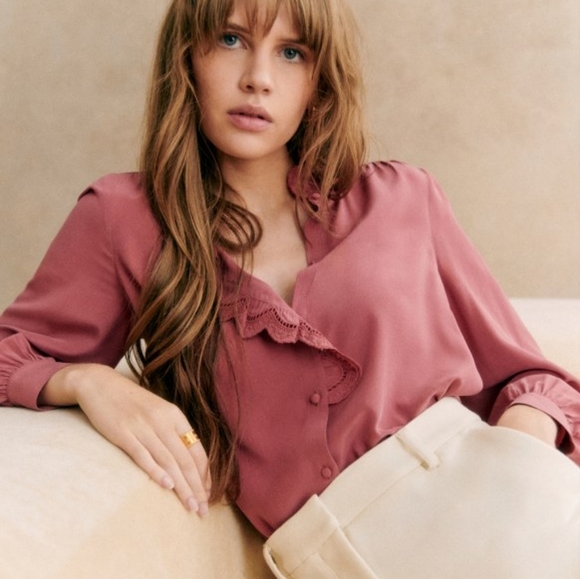 Sezane Chloe Shirt in Rosewood size 48 NWT - Picture 2 of 12